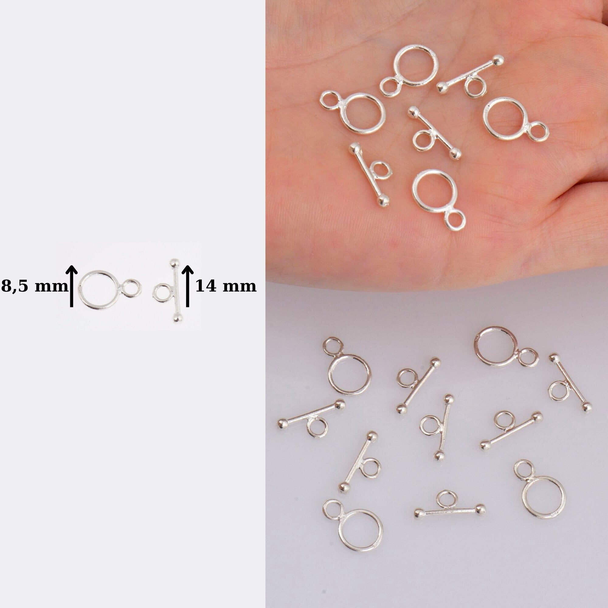 925 Sterling Silver Toggle Clasps, Solid Silver Toggle Clasp, Silver Plain Toggle Clasp Set, Jewelry Supplies, Jewelry Findings, M59A-E
