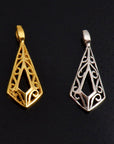 925 Sterling Silver & 24K Gold Vermeil Filigree Dangle Charm, Rhombus Dangle Charm, Necklace Dangle Charm, Earrings Dangle Charm, S13V\S13