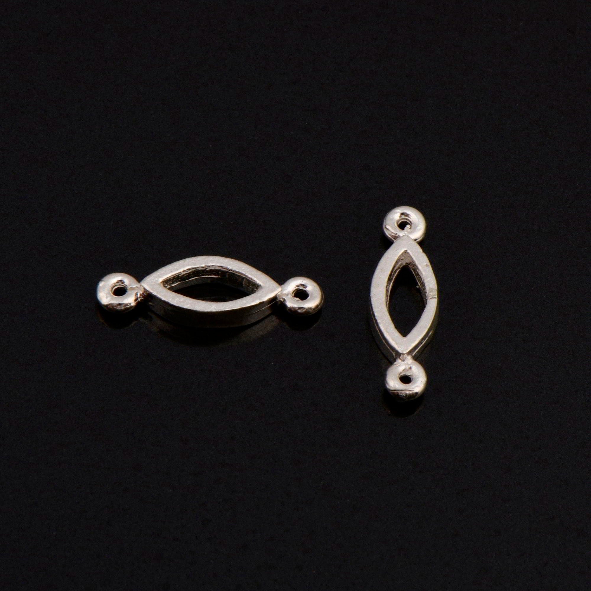 925 Sterling Silver Oval Connector Charms, Solid Silver Oval Links, Oval Blank Connector Charms, Connectors for Jewelry Making, S15