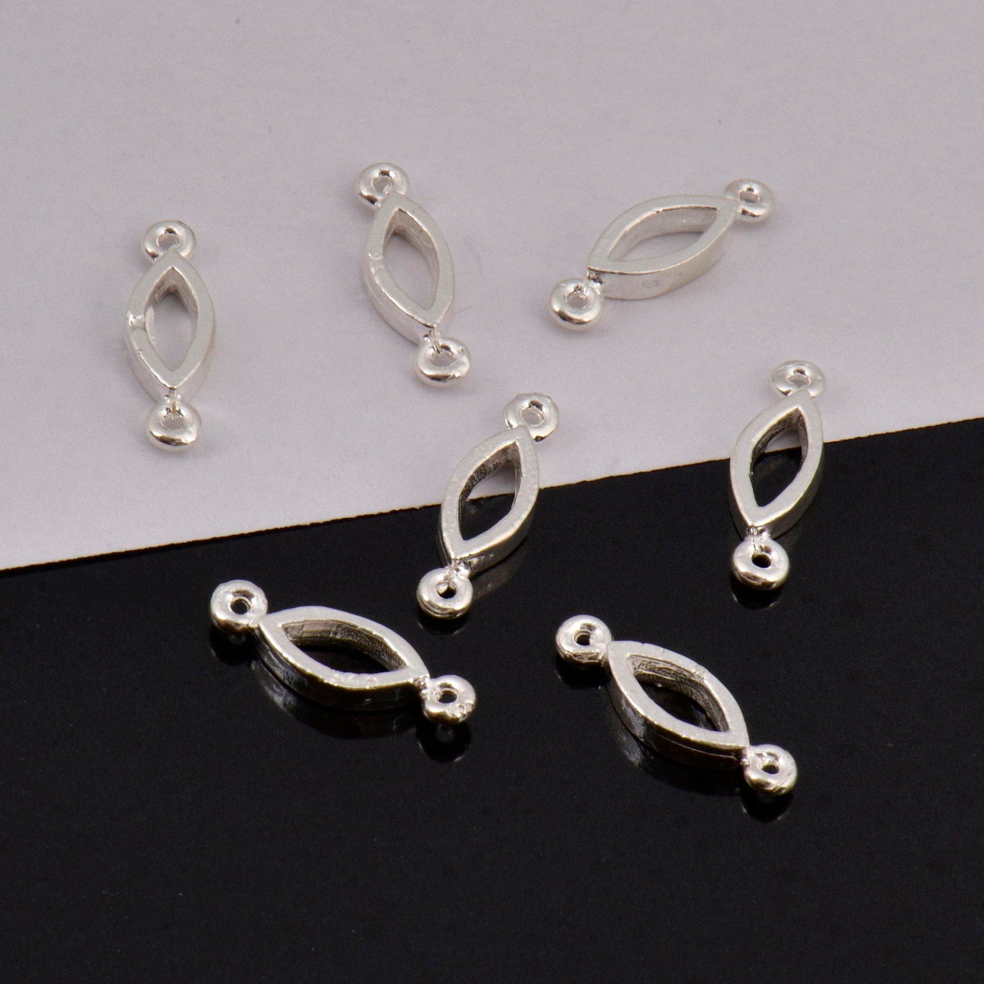 925 Sterling Silver Oval Connector Charms, Solid Silver Oval Links, Oval Blank Connector Charms, Connectors for Jewelry Making, S15