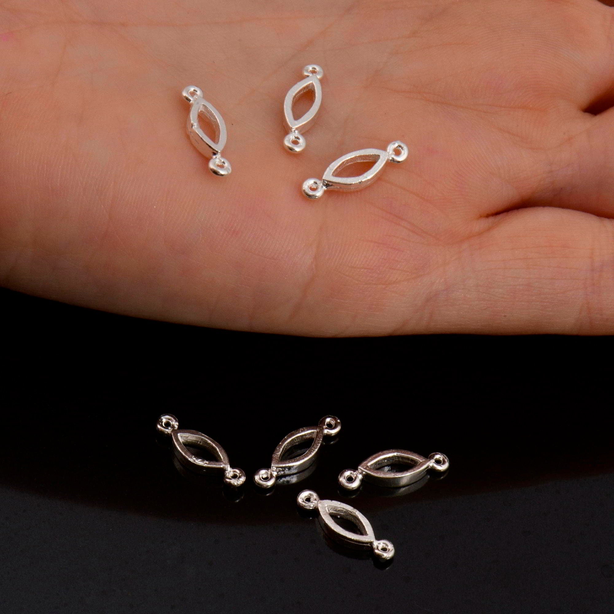 925 Sterling Silver Oval Connector Charms, Solid Silver Oval Links, Oval Blank Connector Charms, Connectors for Jewelry Making, S15