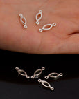 925 Sterling Silver Oval Connector Charms, Solid Silver Oval Links, Oval Blank Connector Charms, Connectors for Jewelry Making, S15