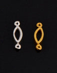 925 Sterling Silver & 24K Gold Vermeil Oval Connector Charms, Oval Blank Connector Charms, Connectors for Jewelry Making, S15V\S15
