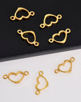 925 Sterling Silver & 24K Gold Vermeil Heart Connector Charms, Heart Shape Connector, Love Connector Charm, Jewelry Making, S19V/S19