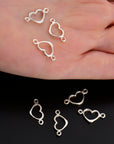 925 Sterling Silver & 24K Gold Vermeil Heart Connector Charms, Heart Shape Connector, Love Connector Charm, Jewelry Making, S19V/S19