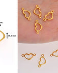925 Sterling Silver & 24K Gold Vermeil Heart Connector Charms, Heart Shape Connector, Love Connector Charm, Jewelry Making, S19V/S19
