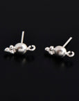 925 Sterling Silver Ball Ear Post, Round Ball Ear Posts with Loop, Solid Silver Ball Shape Earring Posts, Jewelry Making Findings, S17