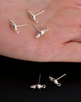 925 Sterling Silver Ball Ear Post, Round Ball Ear Posts with Loop, Solid Silver Ball Shape Earring Posts, Jewelry Making Findings, S17