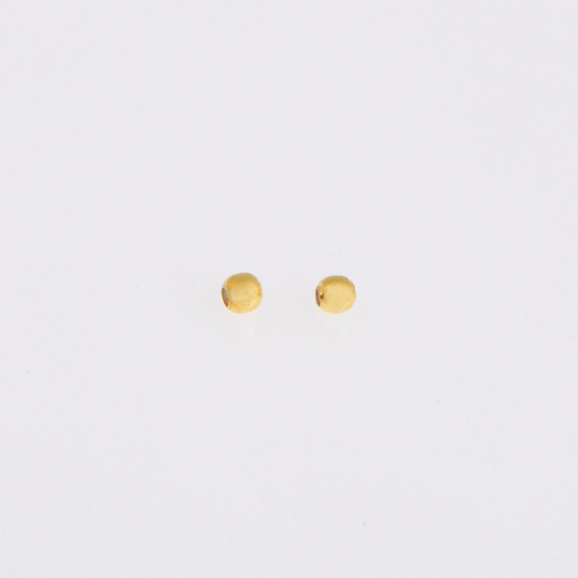 24K Gold 2mm Plated Seamless Round Beads, 925 Silver Round Beads in Gold Vermeil, Round Shape Seperator Beads, Jewelry Craft Supplies, VM3A