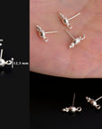 24K Gold Vermeil & 925 Silver Ball Ear Post, Round Ball Ear Posts with Loop, Silver Ball Shape Earring Posts, Jewelry Findings, S17V/S17