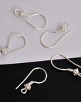 925 Sterling Silver Ear Wires, Solid Silver Earring Hooks, Silver Ball Ear Wires, Earrings Making Supply, Jewelry Making Findings, S21