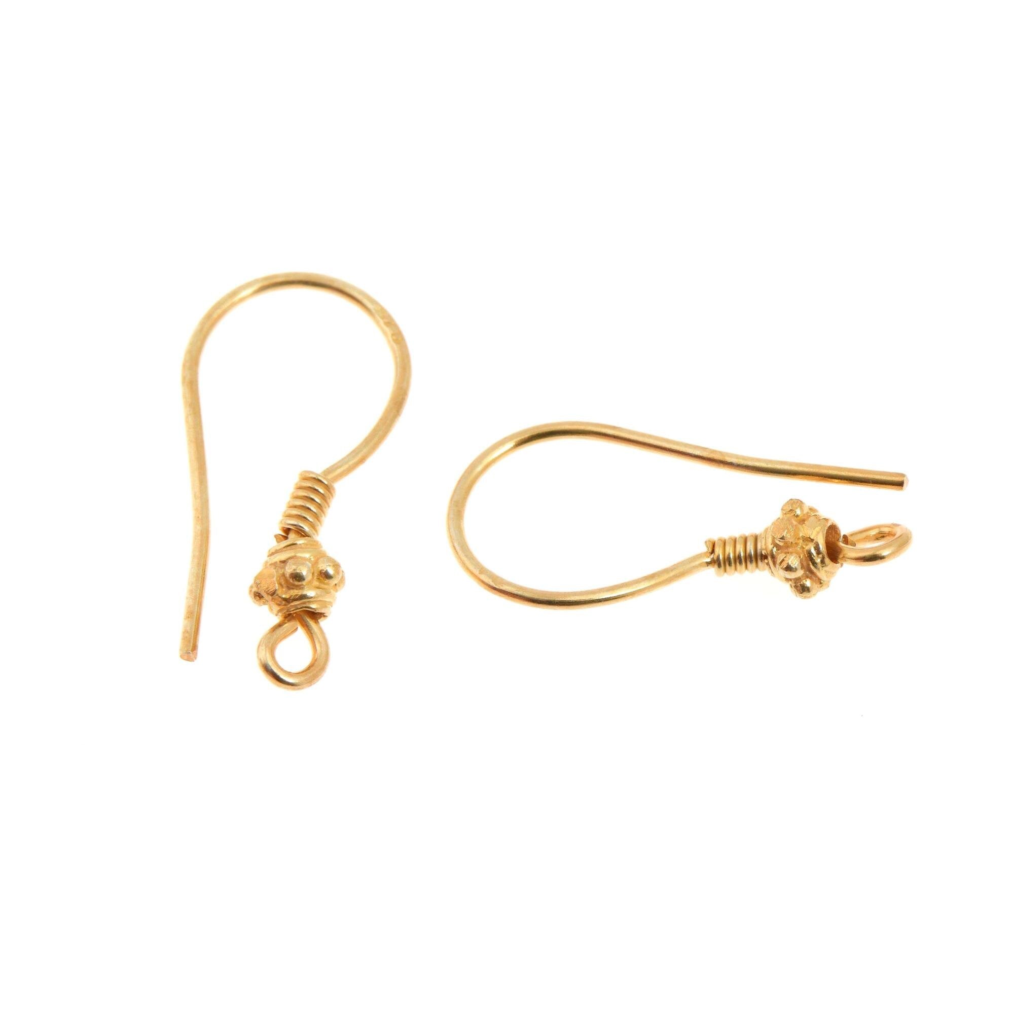 24K Gold Vermeil Ear Wires, 24K Gold Plated Earring Hooks, 925 Silver Ball Ear Wires, Earrings Making Supply, Jewelry Making Findings, S21V