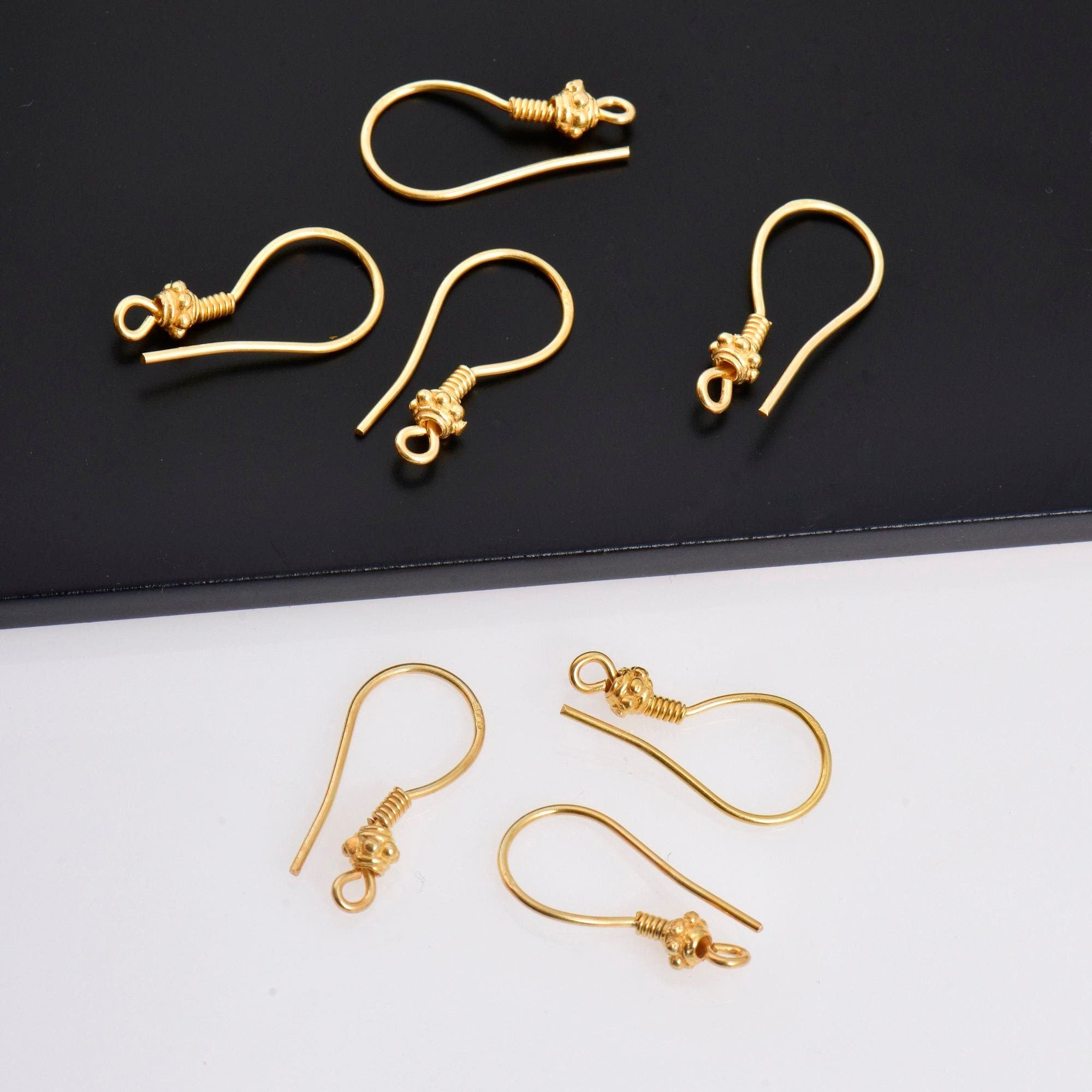 24K Gold Vermeil & 925 Sterling Silver Ear Wires, Earring Hooks, Ball Ear Wires, Earrings Making Supply, Jewelry Findings, S21V/S21