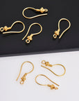 24K Gold Vermeil & 925 Sterling Silver Ear Wires, Earring Hooks, Ball Ear Wires, Earrings Making Supply, Jewelry Findings, S21V/S21
