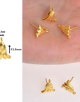 24K Gold Vermeil Flower Earring Posts, 925 Solid Silver Tulip Stud Earrings With Loop, Earring Stud Components, Jewelry Findings, S22V