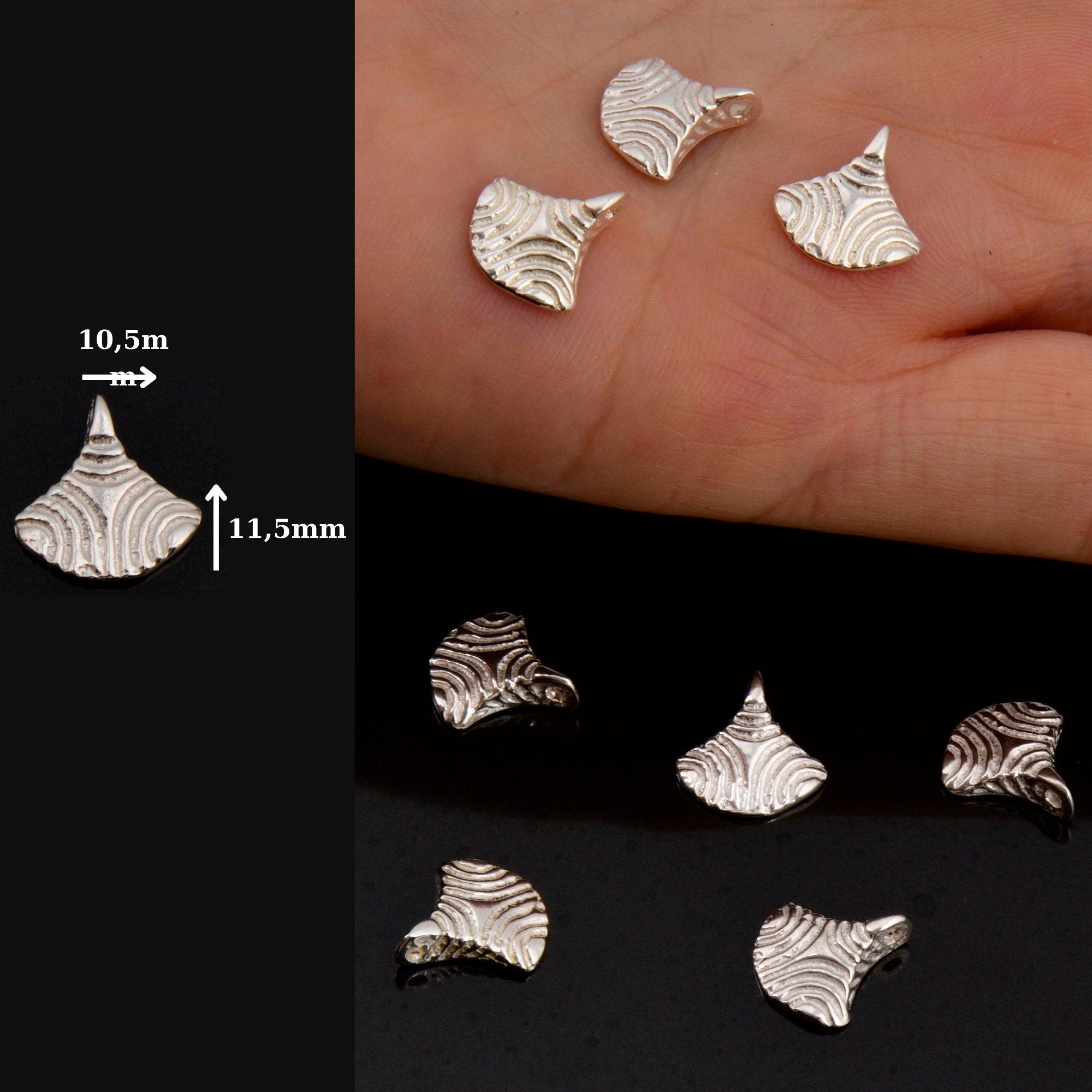 24K Gold Vermeil & 925 Stelling Silver Sea Shell Dangle Charm, Silver Dangle Charm, Earrings Dangle Charm, Jewelry Finding, S23V\S23