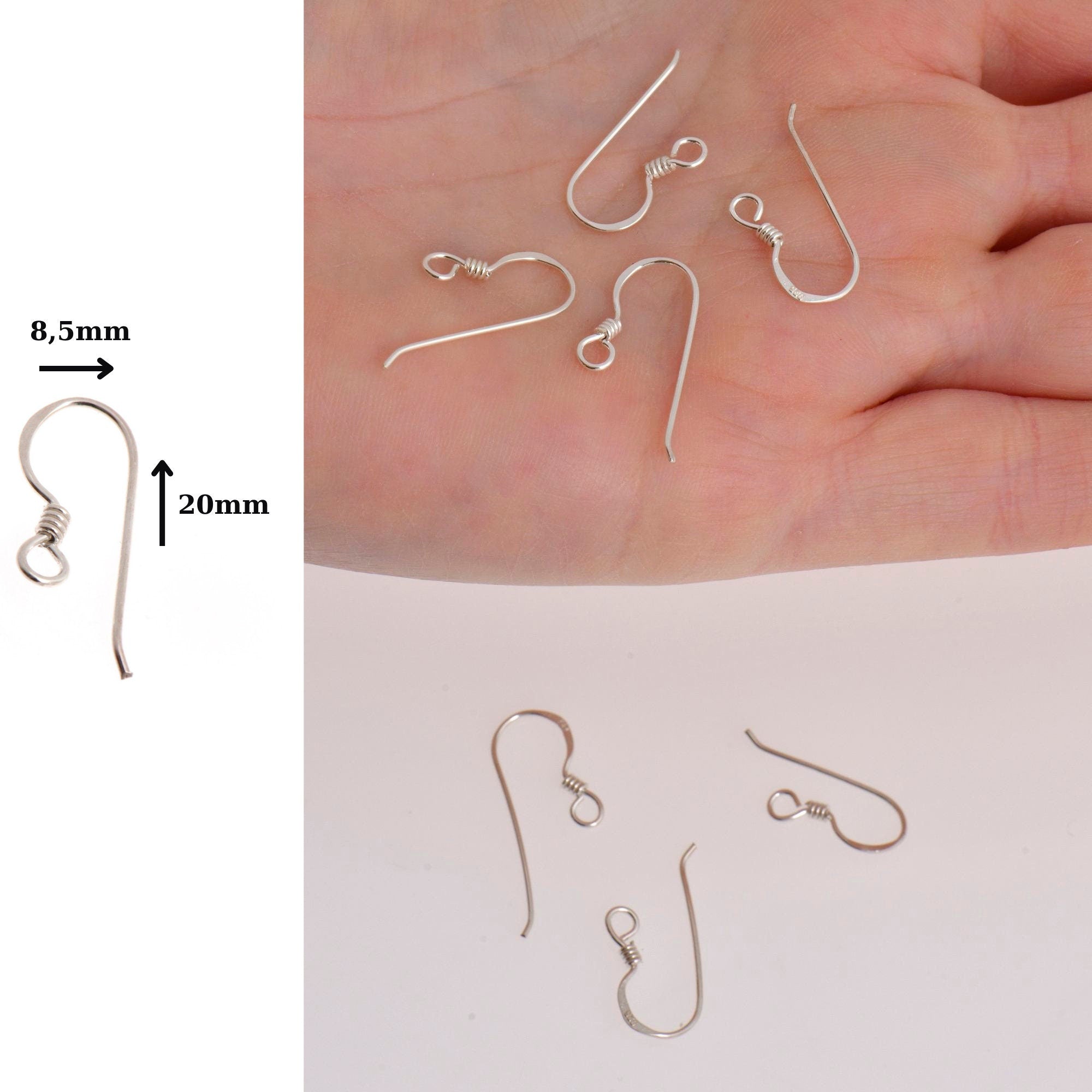 925 Sterling Silver Economical Ear Wires, Solid Silver Earring Hooks, Silver Ball Ear Wires, Earrings Making Supply, S40