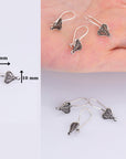 925 Sterling Silver Heart Shape Ear Wires, Solid Earring Hooks, Oxidized Silver Ear Wires, Earrings Making Supply, Jewelry Findings, M46