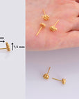24K Gold Vermeil Flower Ear Post, 925 Solid Silver Flower Earring Studs with Loop, Gold Plated Earring Posts, Jewelry Making Findings, VM51