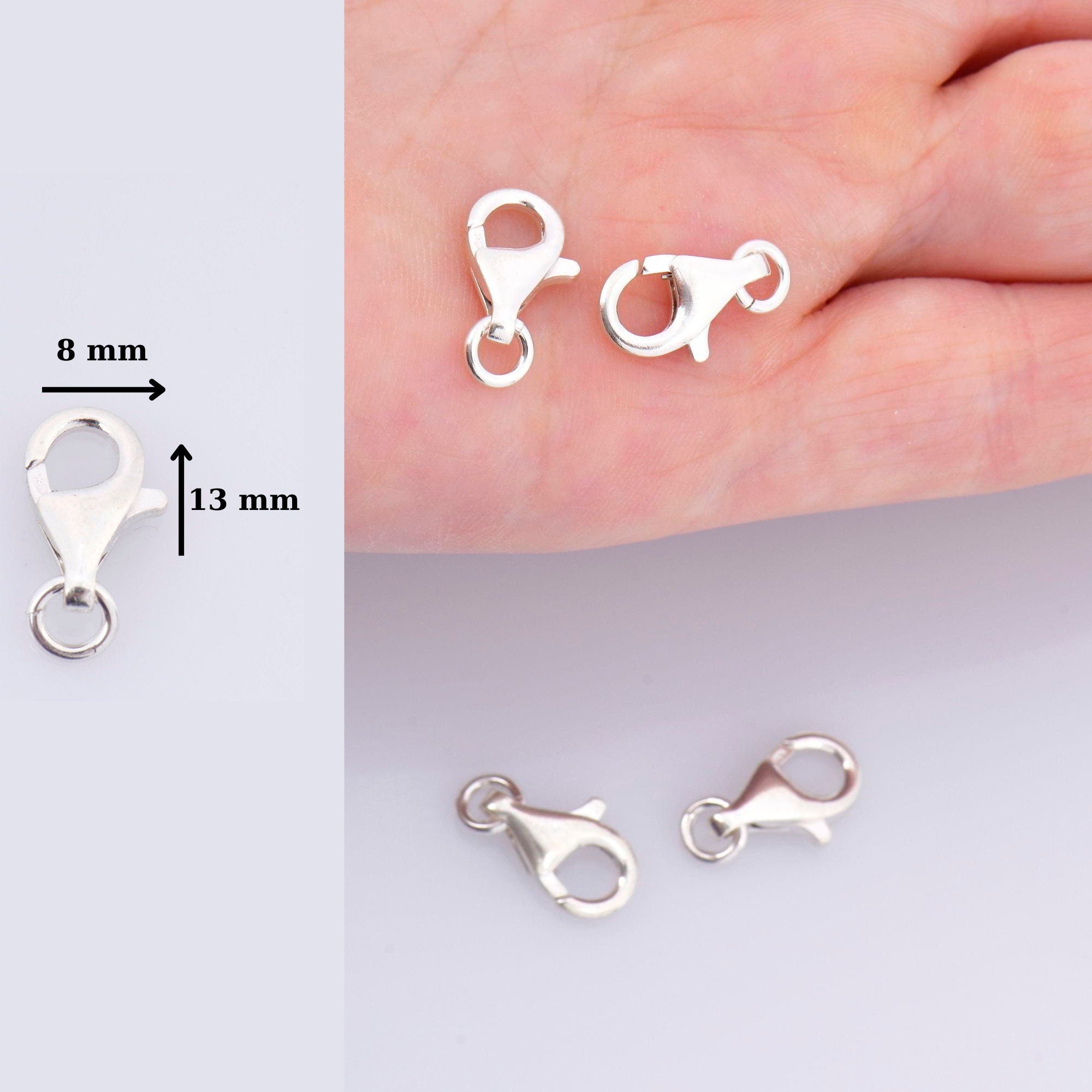 925 Sterling Silver Lobster Clasp, Solid Silver Trigger Clasp, Silver Spring Clasp, Jewelry Crafting Supplies, Jewelry Making Findings, M54C