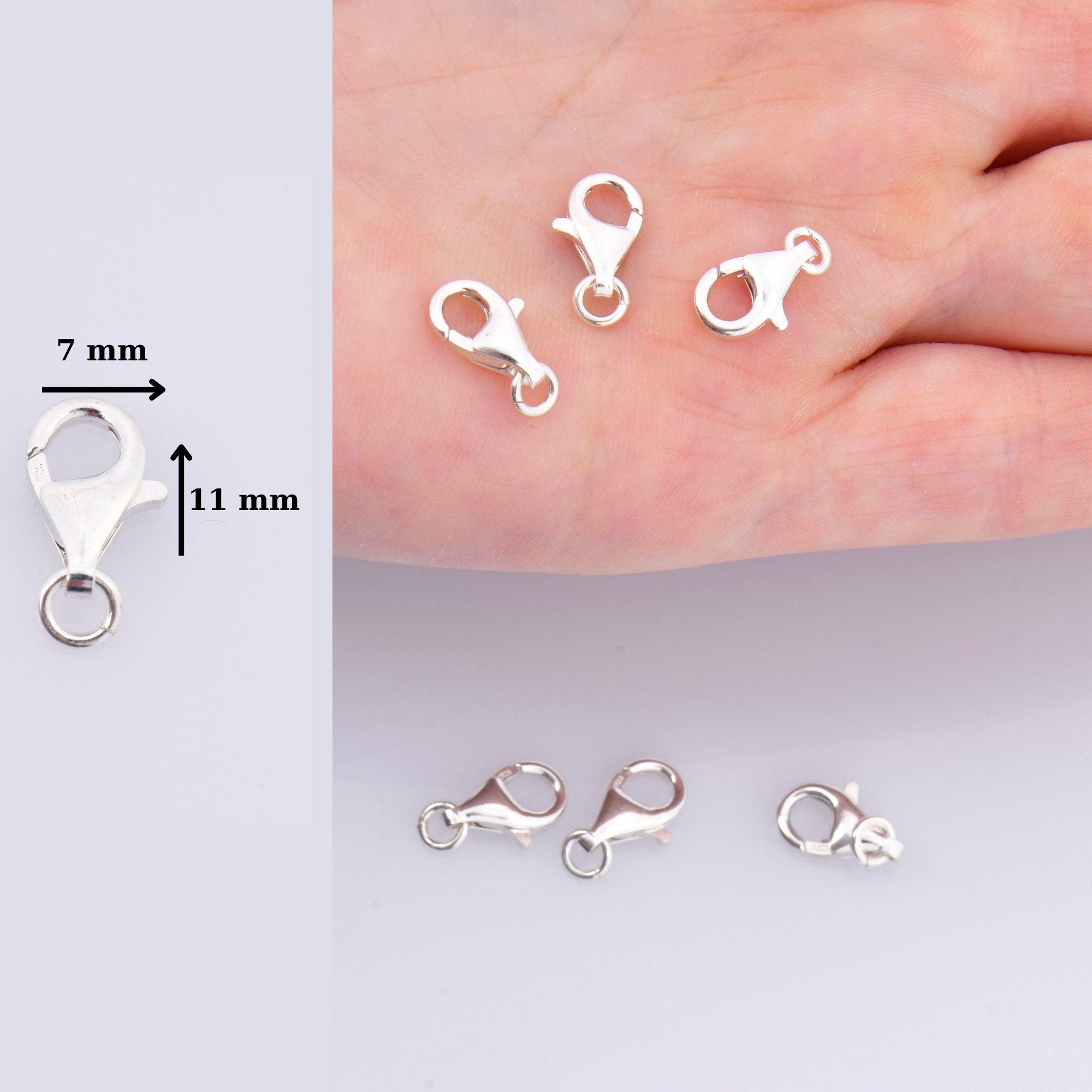 925 Sterling Silver Lobster Clasp, Solid Silver Trigger Clasp, Spring Clasp, Jewelry Crafting Supplies, Jewelry Making Findings, M54A-D