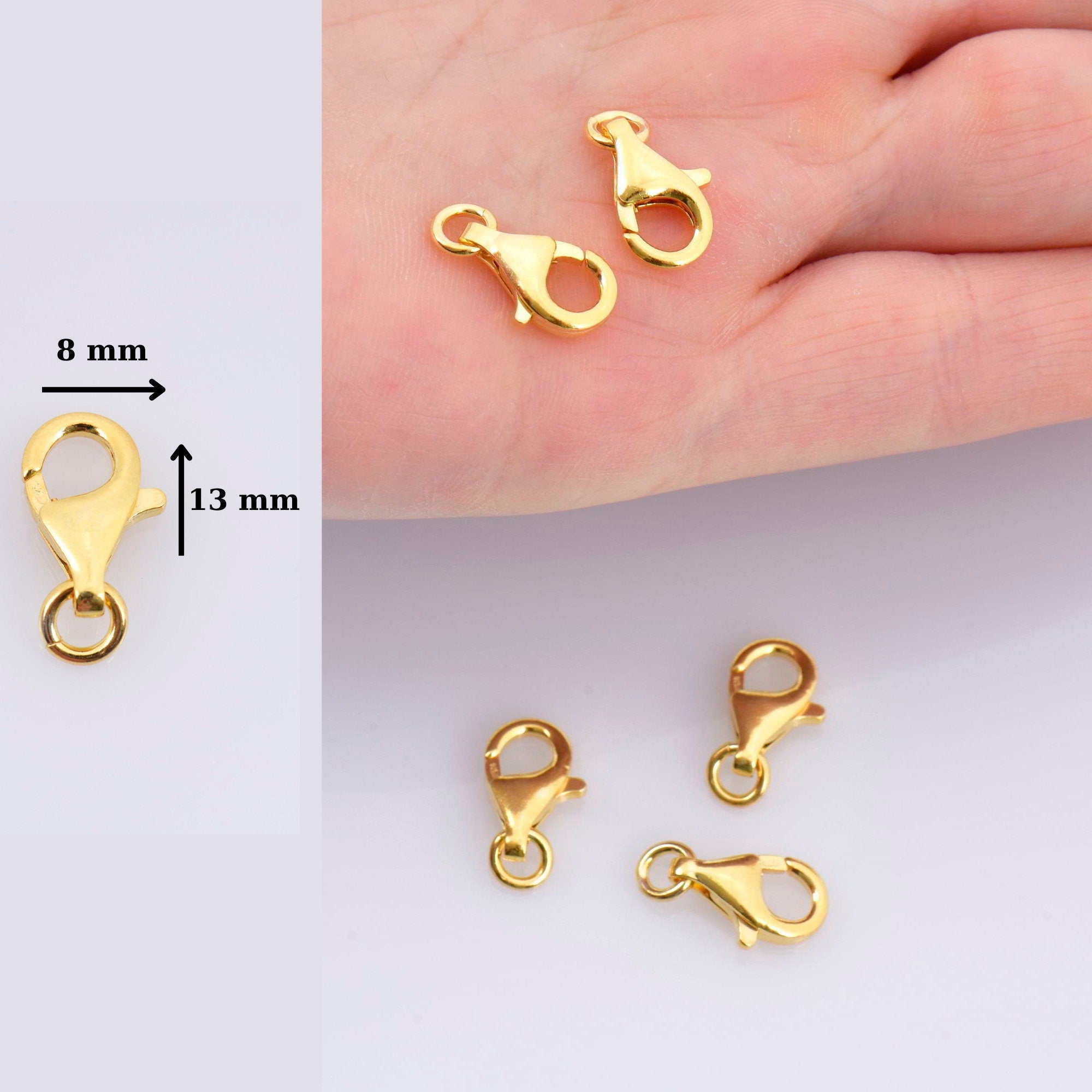 24K Gold Vermeil and 925 Sterling Silver Clasp, Lobster Clasp, Trigger Clasp, Jewelry Crafting Supplies, Jewelry Making Findings, M/VM54A-D