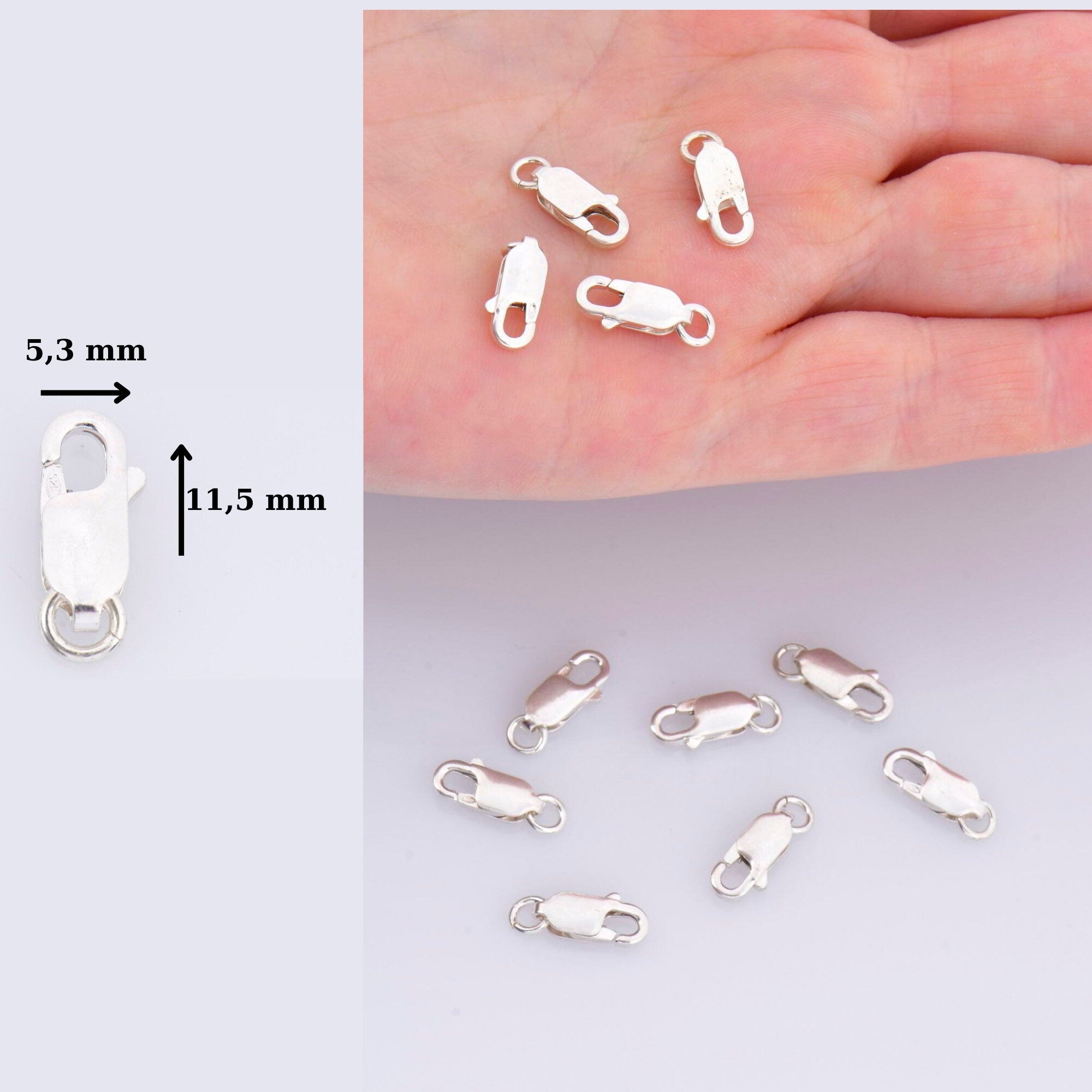 925 Sterling Silver Lobster Clasp, Solid Silver Trigger Clasp, Silver Spring Clasp, Jewelry Making Supplies, Jewelry Making Findings, M55A