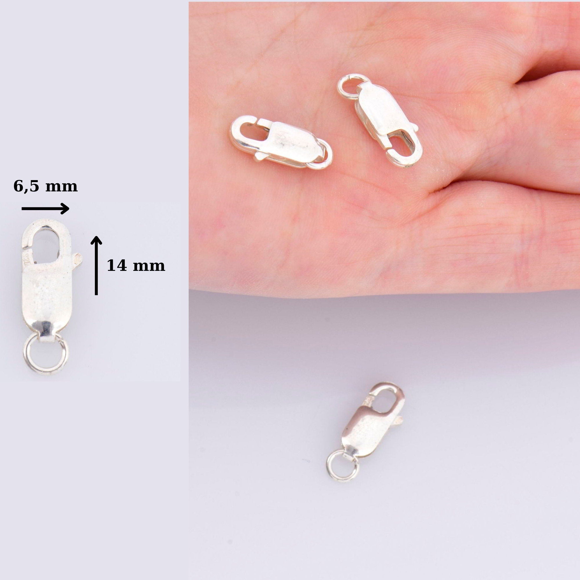 925 Sterling Silver Lobster Clasp, Solid Silver Trigger Clasp, Silver Spring Clasp, Jewelry Making Supplies, Jewelry Making Findings, M55B