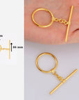 24K Gold Vermeil & 925 Silver Toggle Clasps, Silver Toggle Clasp, Gold Plated Antique Toggle Clasp Set, Jewelry Supply, M/VM60A-B