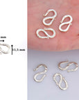 925 Sterling Silver S Clasps, Silver Hook Clasps, Solid Silver Connectors, Jewelry Making Supplies, Silver Jewelry Findings, M63A\B
