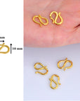 24K Gold Vermeil & 925 Silver S Clasps, Sterling Silver Hook Clasps, Gold Plated Connectors, Jewelry Supplies, Jewelry Findings, M/VM63A-B