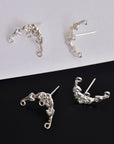 24K Gold Vermeil & 925 Silver Flower Earring Posts, Silver Daisy Stud Earrings with Hooks, Jewelry Making Finding, S41V/S41