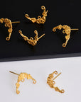 24K Gold Vermeil & 925 Silver Flower Earring Posts, Silver Daisy Stud Earrings with Hooks, Jewelry Making Finding, S41V/S41