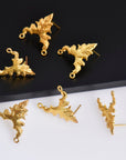 24K Gold Vermeil Flower Earring Posts, 925 Solid Silver Leaf Stud Earrings with Hoops, Jewelry Making Findings, S42V