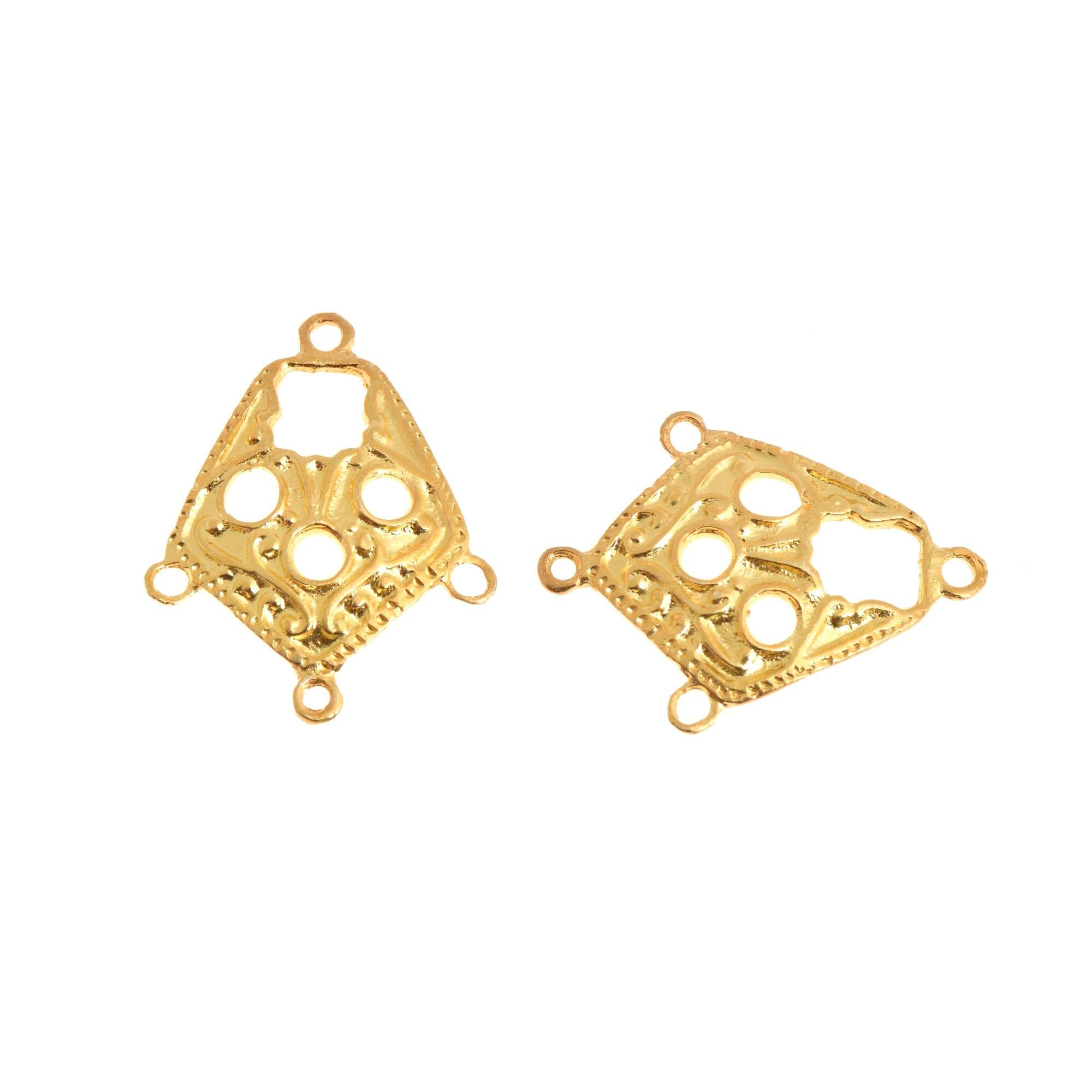 24K Gold Vermeil Chandelier Earring Component, Pendants, 925 Sterling Silver Chandelier Connectors in Gold, Chandelier Shape Findings, S43V