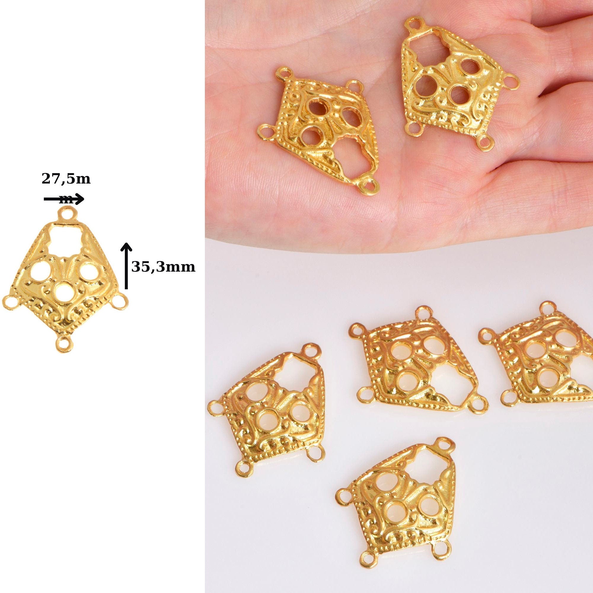 925 Sterling Silver & 24K Gold Vermeil Chandelier Component for Earring, Pendant, Chandelier Connector, Jewelry Finding, SV43/S43
