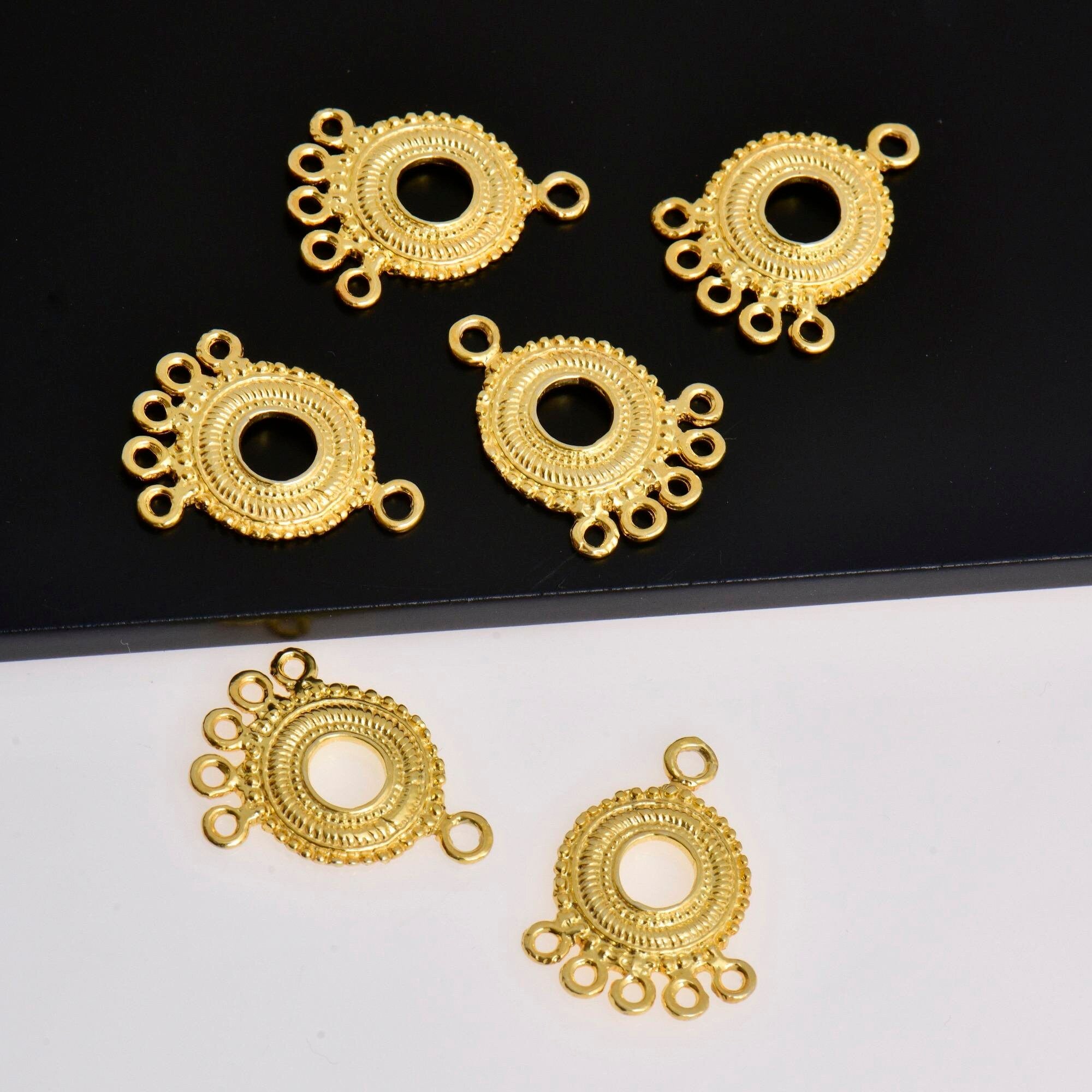 24K Gold Vermeil Chandelier Earring Component, Pendants, Gold Plated 925 Sterling Silver Chandelier Connectors, Jewelry Findings, S44V