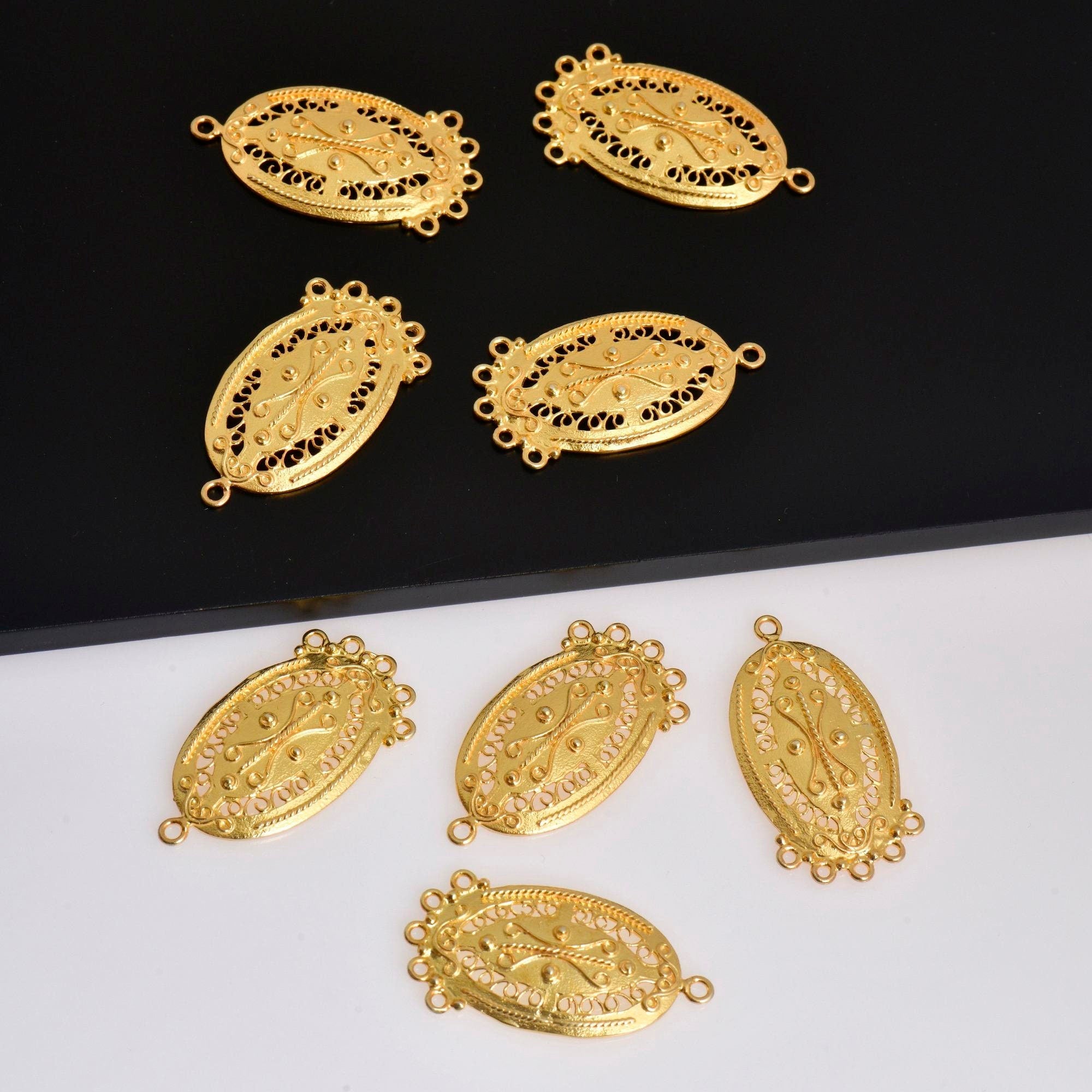 24K Gold Vermeil Chandelier Earring Component, Pendants, Gold Plated 925 Sterling Silver Chandelier Connectors, Jewelry Findings, S46V