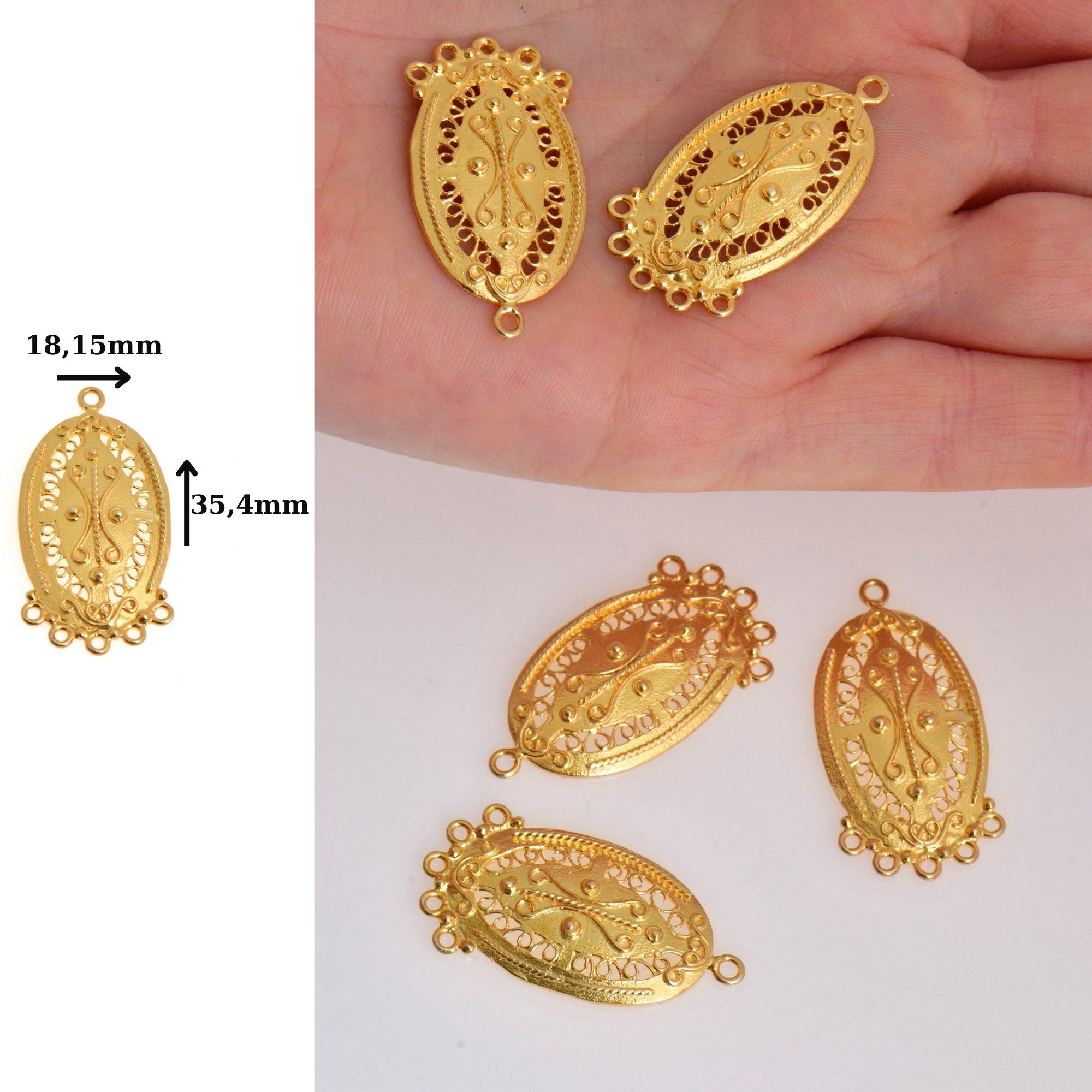 925 Sterling Silver & 24K Gold Vermeil Chandelier Component for Earring, Pendant, Chandelier Connector, Jewelry Finding, SV46/S46