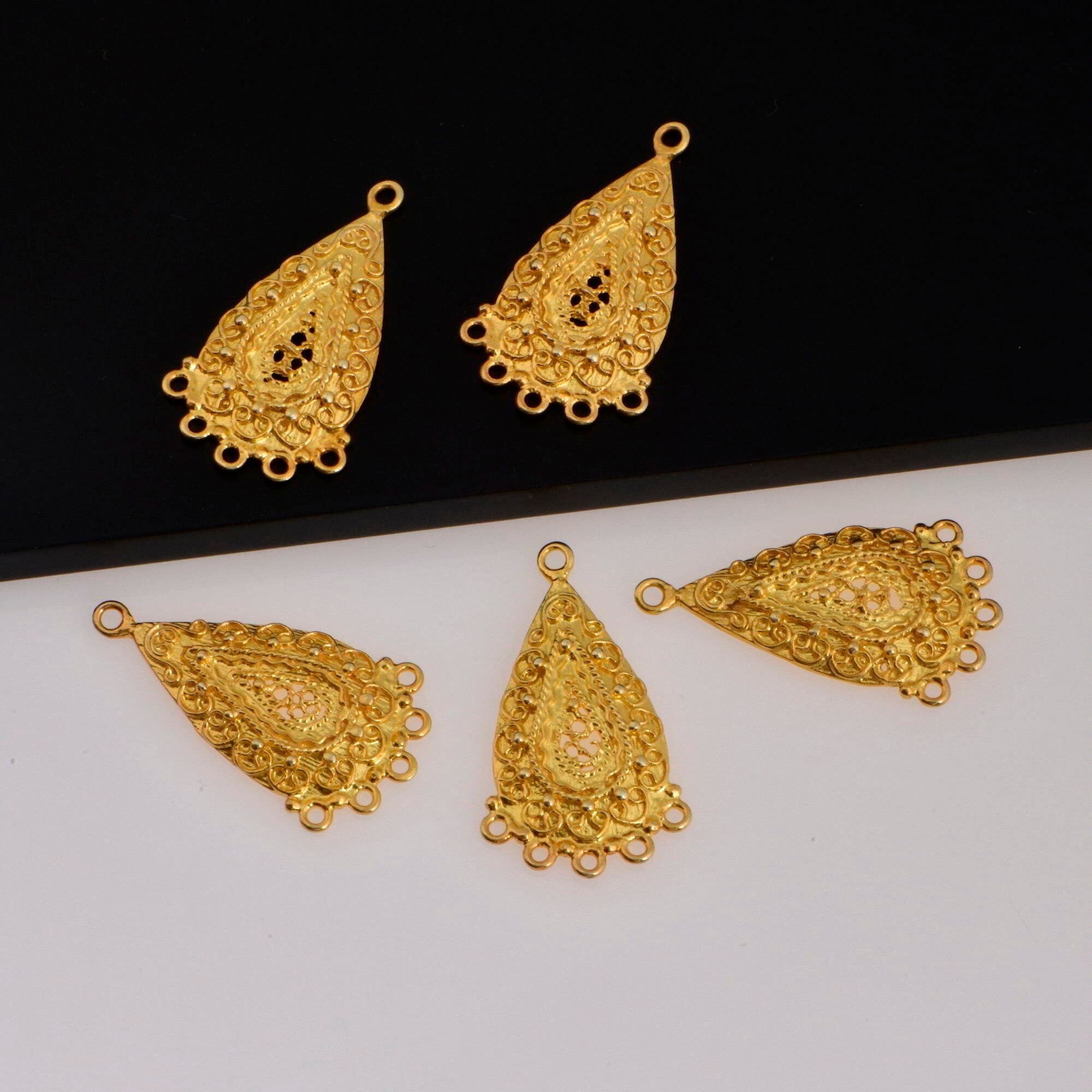 24K Gold Vermeil Chandelier Earring Component, Pendants, Gold Plated 925 Sterling Silver Chandelier Connectors, Jewelry Findings, S48V