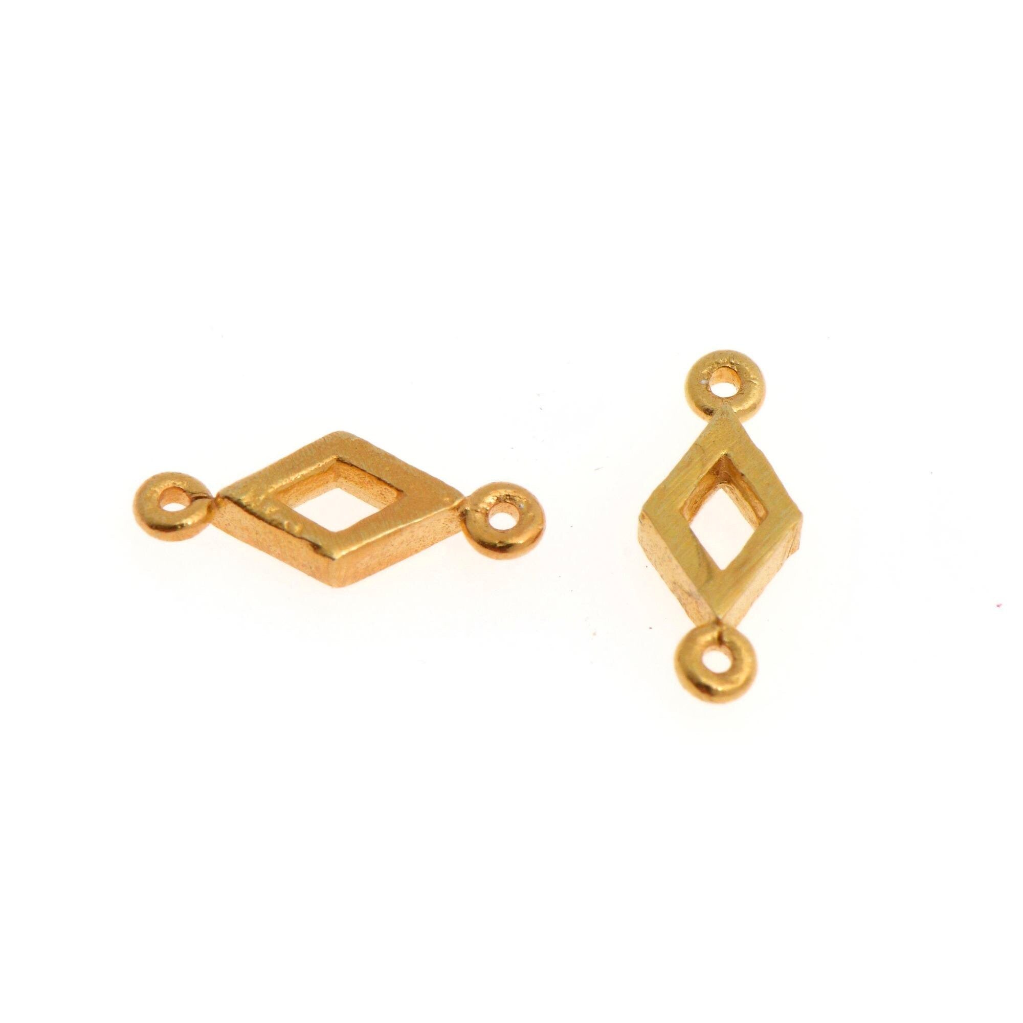 24K Gold Vermeil Rhombus Connector Charms, Rhombus Shape Connector Link, 925 Sterling Silver Connector For Jewelry Making, S51V