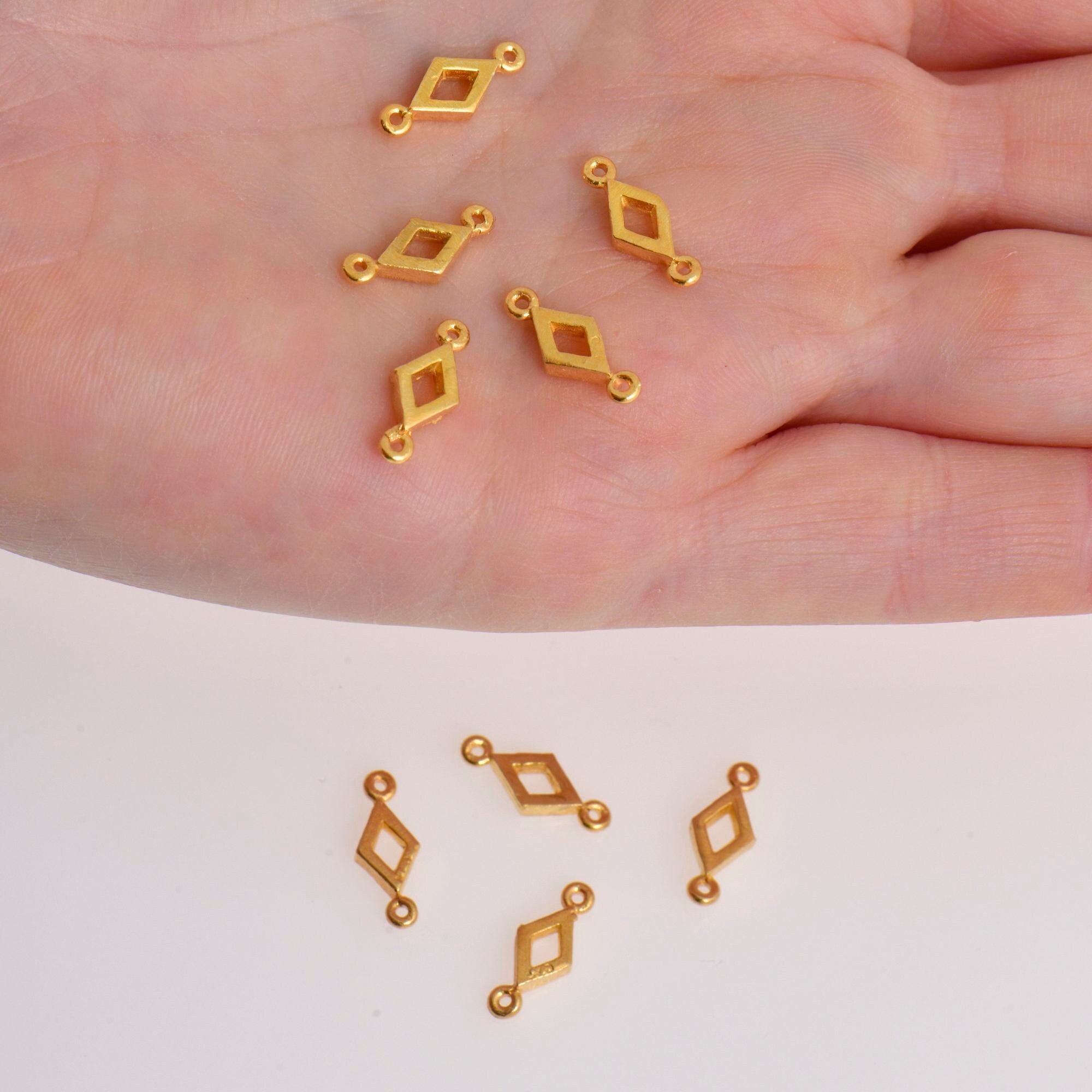 24K Gold Vermeil Rhombus Connector Charms, Rhombus Shape Connector Link, 925 Sterling Silver Connector For Jewelry Making, S51V