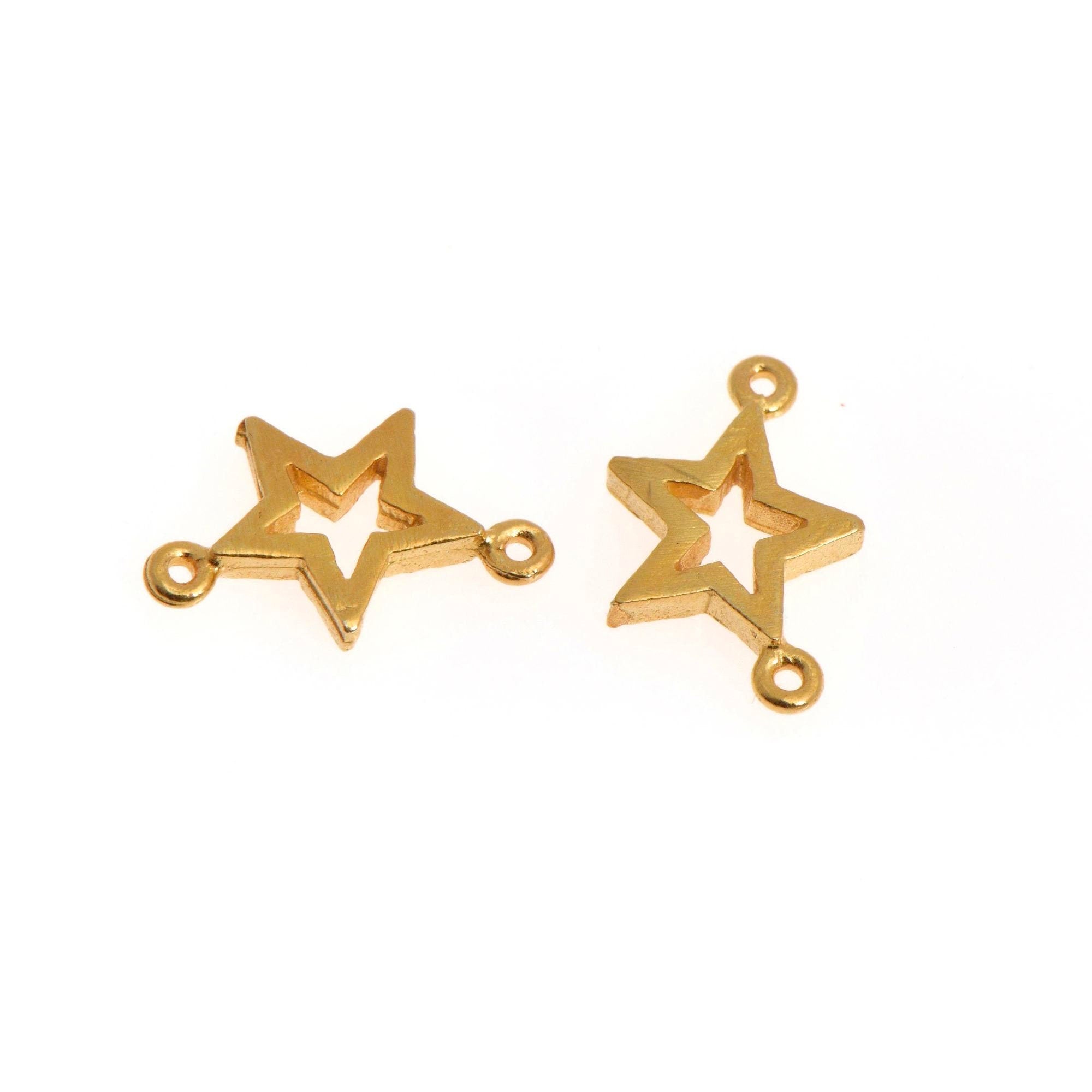 24K Gold Vermeil Star Connector Charms, Star Shape Connector Link, 925 Sterling Silver Connector For Jewelry Making, S52V