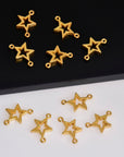 24K Gold Vermeil Star Connector Charms, Star Shape Connector Link, 925 Sterling Silver Connector For Jewelry Making, S52V