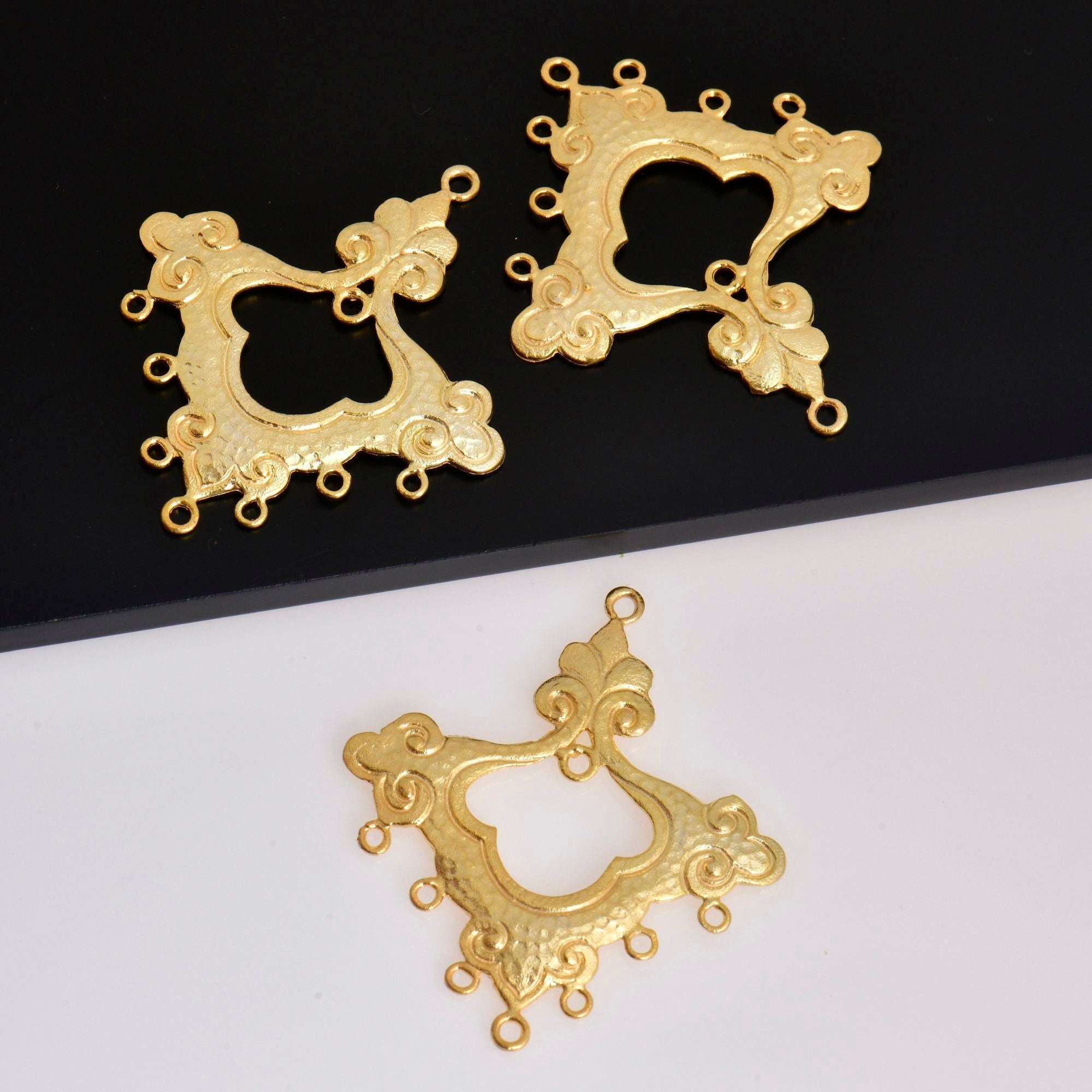24K Gold Vermeil Chandelier Earring Component, Pendants, Gold Plated 925 Sterling Silver Chandelier Connectors, Jewelry Findings, S54V