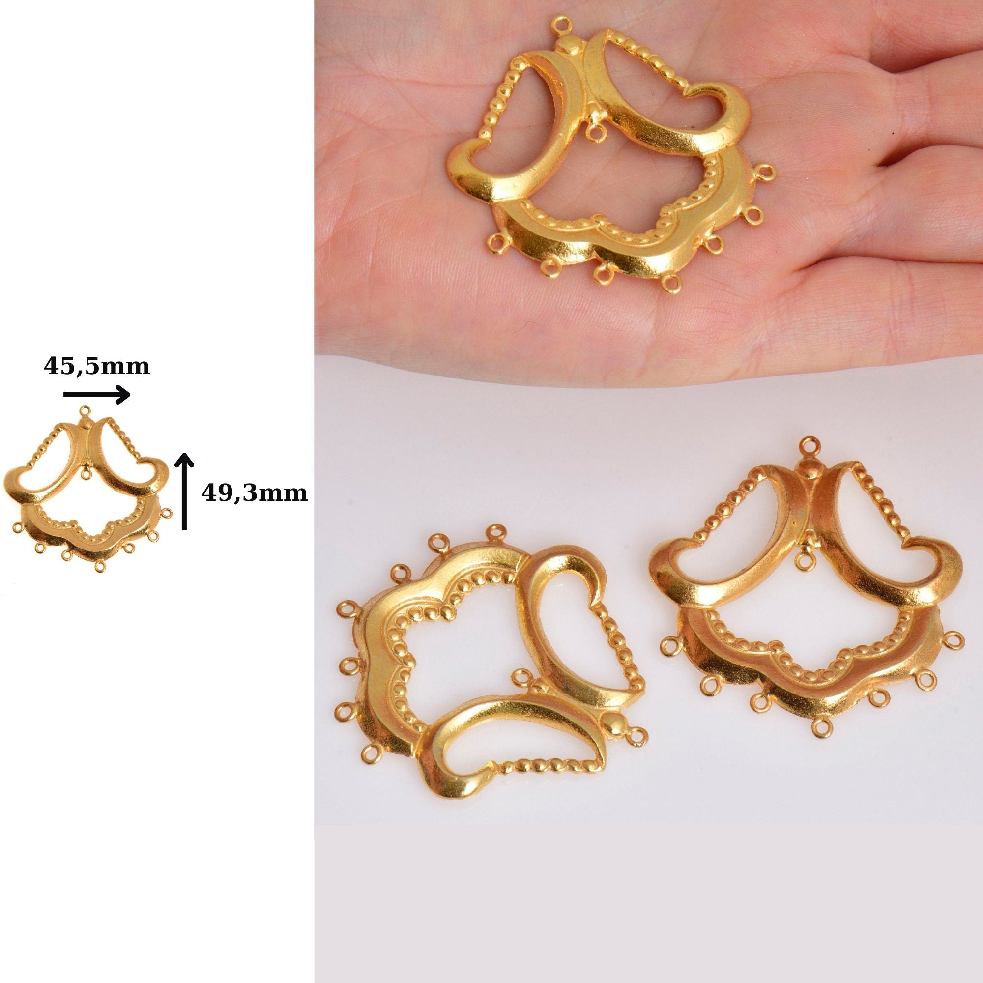 925 Sterling Silver & 24K Gold Vermeil Chandelier Component for Earring, Pendant, Chandelier Connector, Jewelry Finding, SV50/S50