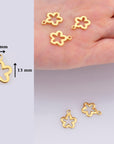 24K Gold Vermeil 3 Pcs Flower Charms, 925 Sterling Silver Flower Charm Dangles, 24K Gold Plated Flower Pendants, Jewelry Findings, VM74