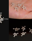 925 Sterling Silver Star Connector Charms, Solid Silver Star Shape Connector Links, Connectors For Jewelry Making, S52