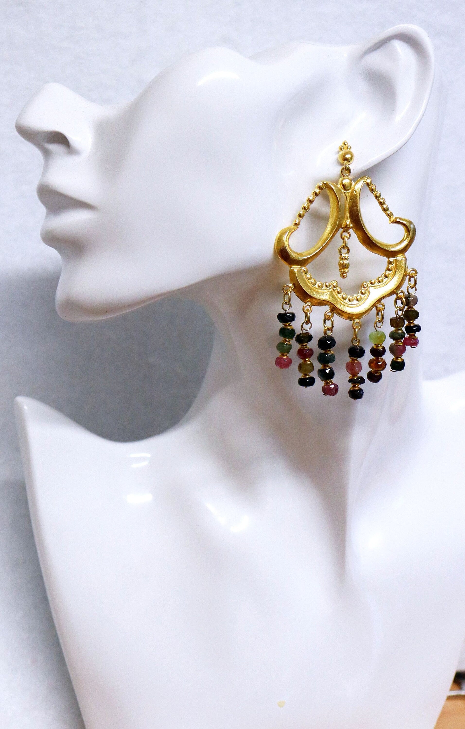 24K Gold Vermeil Chandelier Earring Component, Pendants, Gold Plated 925 Sterling Silver Chandelier Connectors, Jewelry Findings, S50V