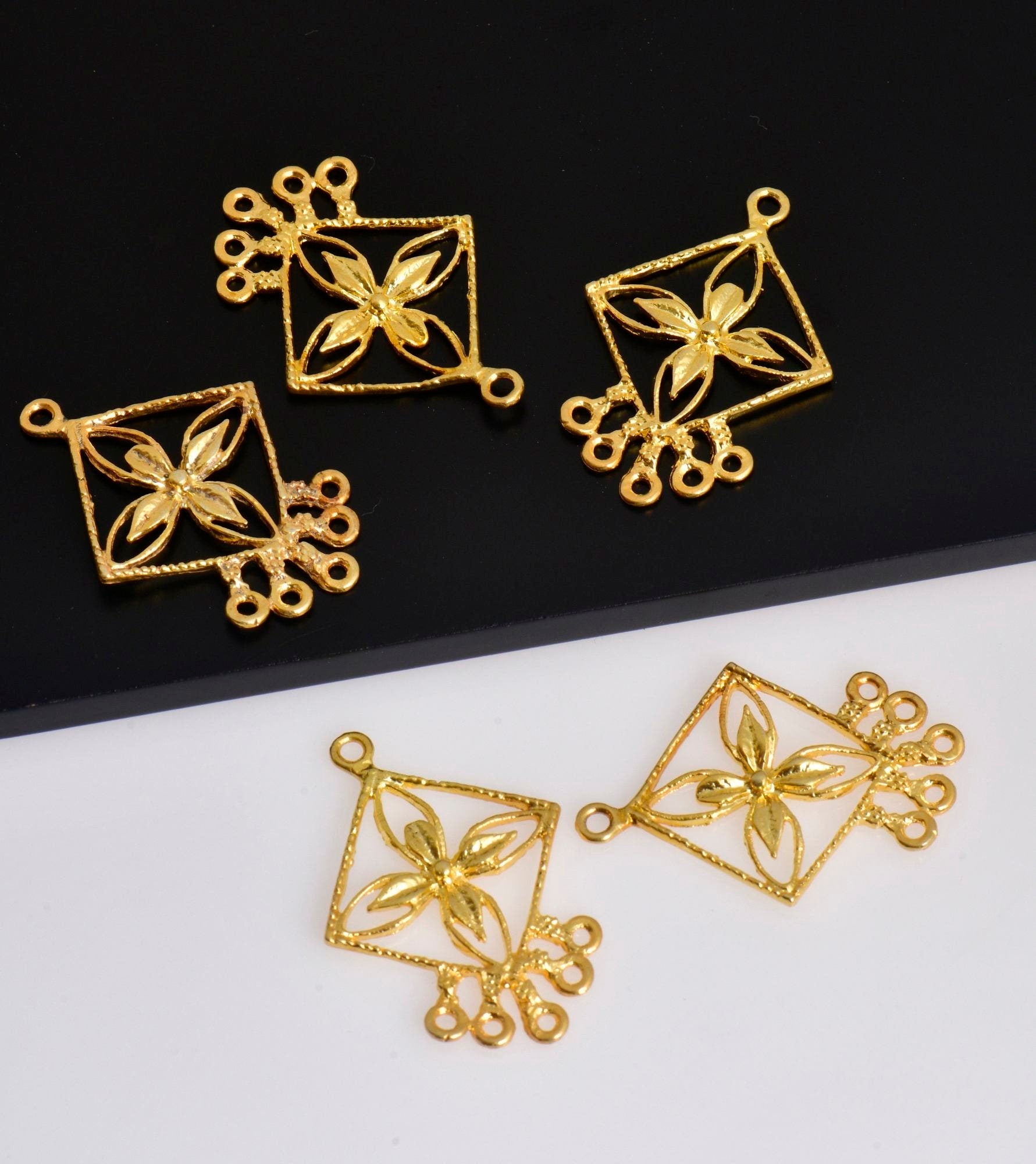24K Gold Vermeil Chandelier Earring Component, Pendants, Gold Plated 925 Sterling Silver Chandelier Connectors, Jewelry Findings, S8V